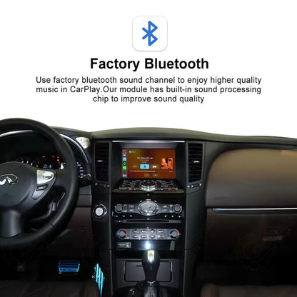 Car multimedia module using original factory Bluetooth sound channel with built-in sound processing chip for high-quality music playback.