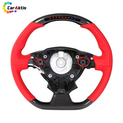 ferrari custom steering wheel red leather carbon led