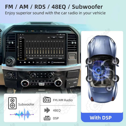 Built-in DSP 48-band EQ equalizer setting interface for car audio sound customization.