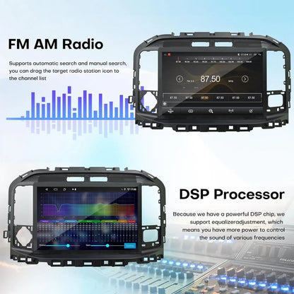 FM/AM radio tuner and built-in DSP audio processor with equalizer settings for Ford F150.