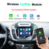 Wireless Apple CarPlay and Android Auto upgrade module for Ford 8-inch SYNC 2 system, showing smartphone smart connectivity.