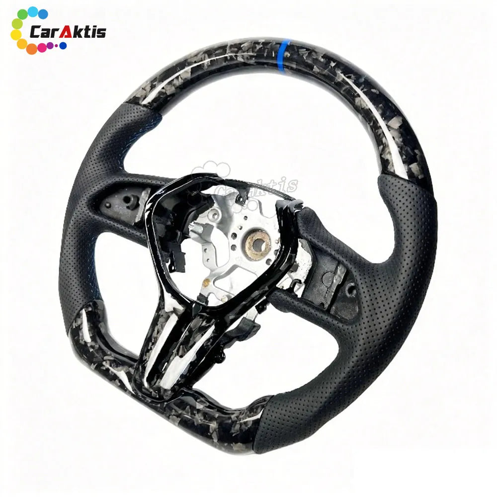 forged carbon with perforated leather steering wheel infiniti
