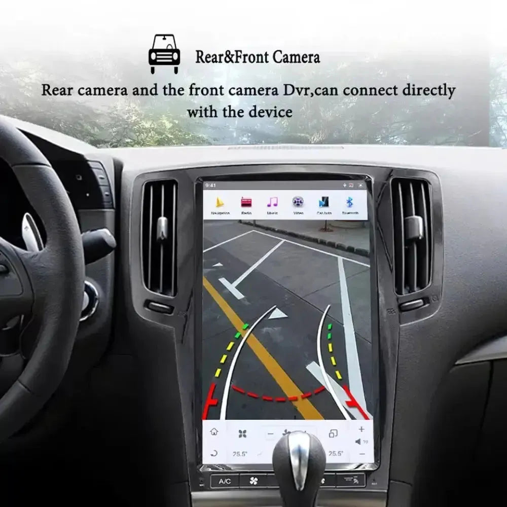 HD rear view backup camera parking guidelines display on vertical Android car touchscreen
