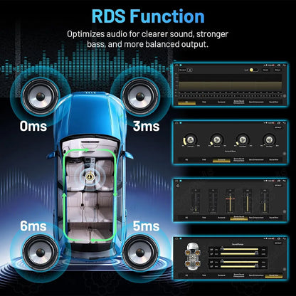 RDS audio optimization and multi-channel sound delay balance settings on Android car head unit