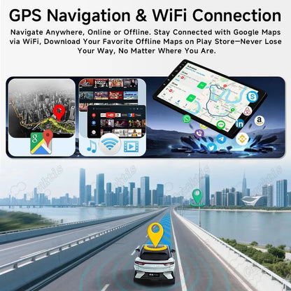 GPS navigation and WiFi connection on Honda Accord Android screen showing Google Maps and Play Store app downloads