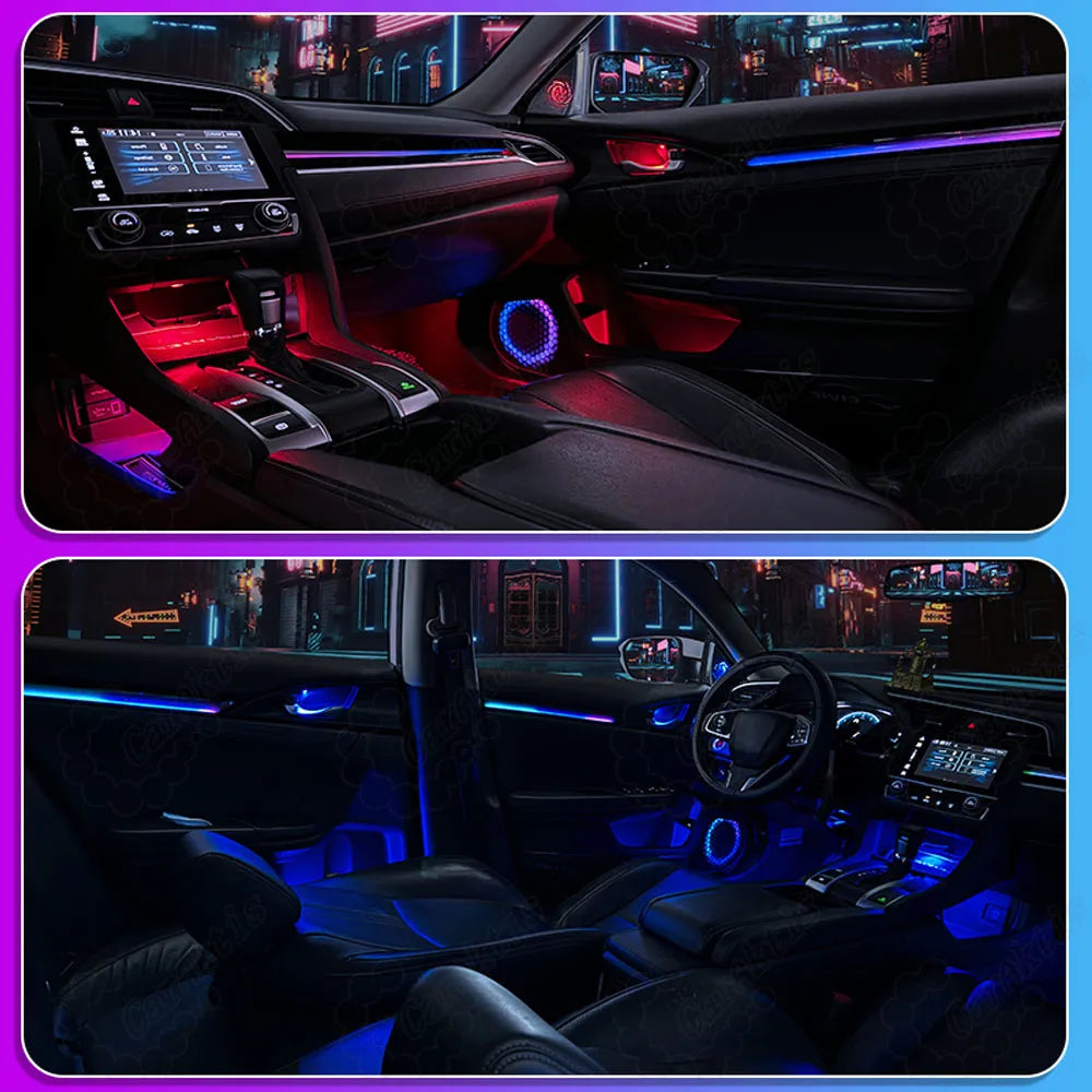 Complete CarAkits LED interior lighting kit package for Honda Civic 2016-2021.