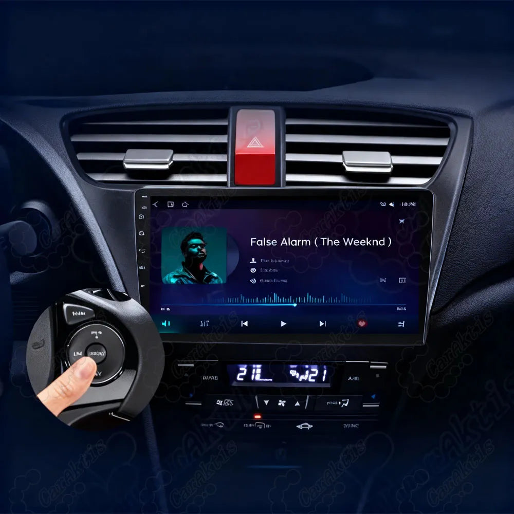 Steering wheel control integration for media playback on Honda Civic Android car radio