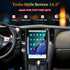 14.5-inch Tesla-style vertical Android touchscreen head unit upgrade for Infiniti FX35 FX37 FX50 QX70 featuring CarPlay and Android Auto.