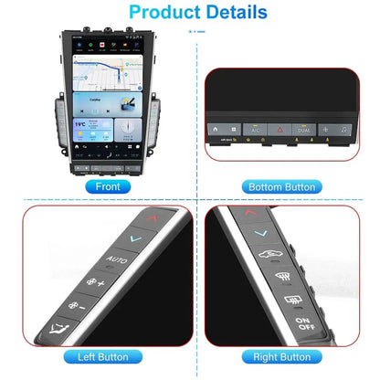 Detailed view of front panel and side AC control physical buttons for Infiniti Q50 Q60 Android head unit.