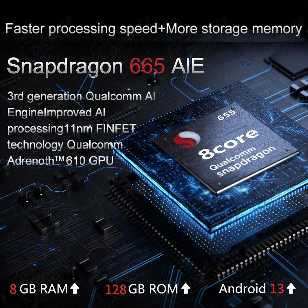 Qualcomm Snapdragon 665 8-core processor specification for Infiniti Q50 Q60 Android 13 stereo.