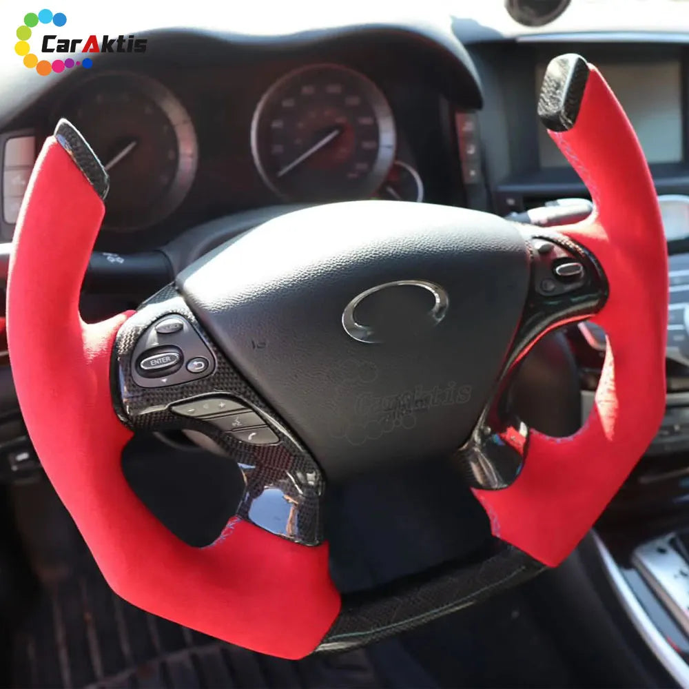 infiniti q70 interior carbon fiber steering wheel installed