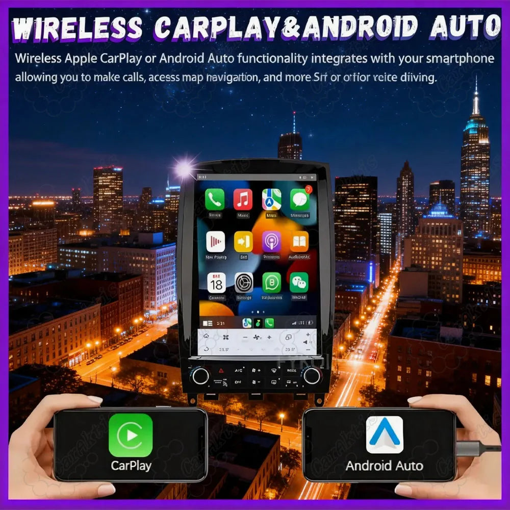 Wireless Apple CarPlay and Wireless Android Auto integration on 12.1-inch Infiniti QX50 EX screen.