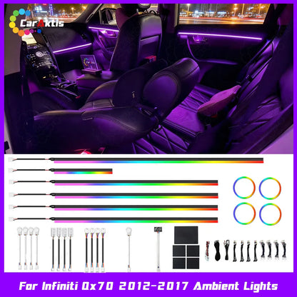 64-Color Symphony Dynamic LED Ambient Lighting Kit for Infiniti QX70 2012-2017 interior premium upgrade by Caraktis.