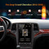 13.6 inch Tesla style Android car stereo installed in Jeep Grand Cherokee 2014-2020 dashboard showing DSP sound control.