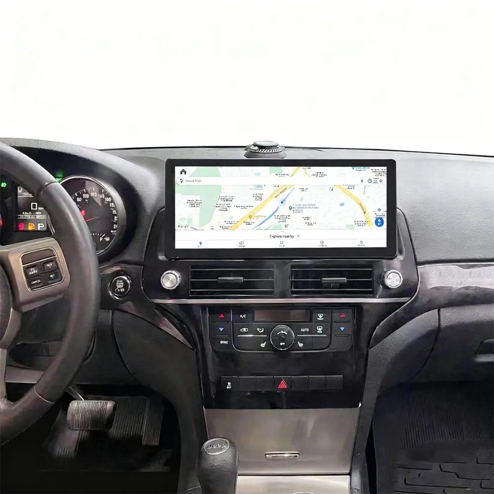Jeep Grand Cherokee Android stereo touchscreen displaying full screen GPS map navigation system