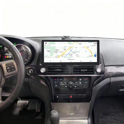 Jeep Grand Cherokee Android stereo touchscreen displaying full screen GPS map navigation system