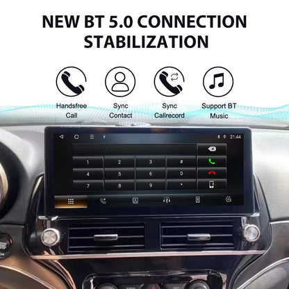 Bluetooth 5.0 connection screen featuring handsfree calling and music sync on Jeep Grand Cherokee Android radio