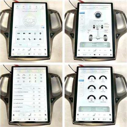 Integrated vehicle settings screen displaying steering wheel control learning and off-road info for Jeep Grand Cherokee