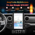 13.6 inch Tesla style vertical touchscreen stereo installed in Jeep Wrangler 2018-2021 dashboard.