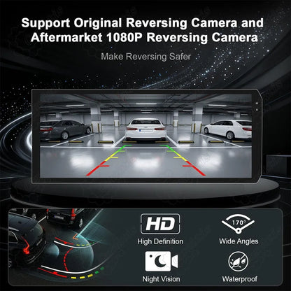 HD 1080P wide-angle reversing camera view with parking guidelines on Jeep Wrangler JL screen.