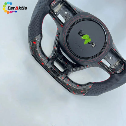 Glossy carbon fiber steering wheel frame for Kia K5 Optima, custom interior modification part.