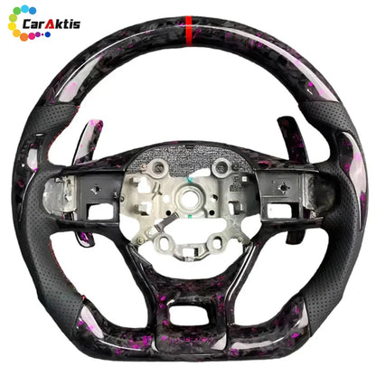 Luxury purple carbon fiber and perforated leather steering wheel for 2021-2026 Kia K5 Optima.
