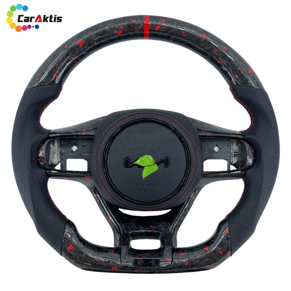 Red shredded forged carbon fiber steering wheel with red stitching for Kia Optima K5