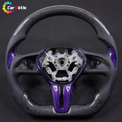 Luxury Purple Carbon Fiber Steering Wheel Upgrade for Kia Stinger K8 2017-2024.