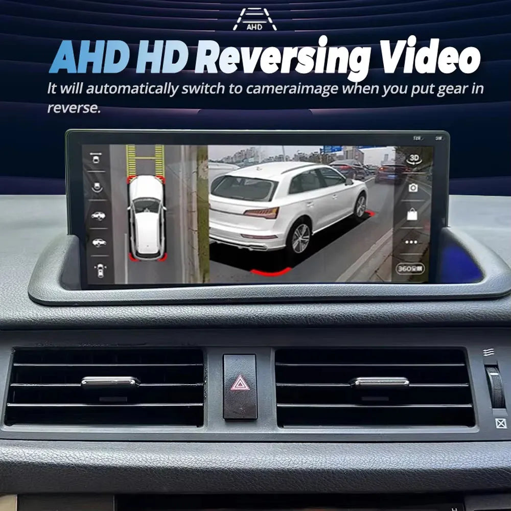 Lexus CT200h upgraded display showing AHD HD reversing video with automatic rear camera view when shifting into reverse.