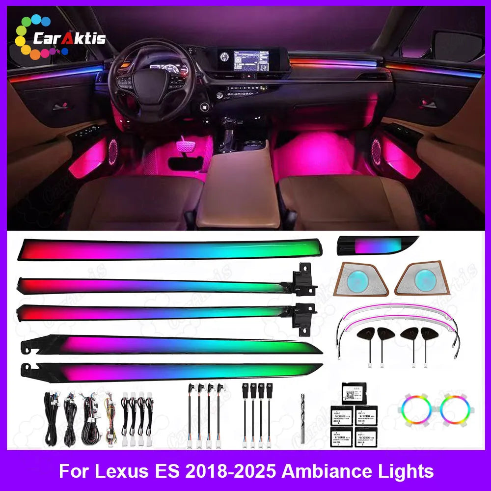 Luxury 64-color symphony ambient lighting kit for Lexus ES 2018-2025 interior.