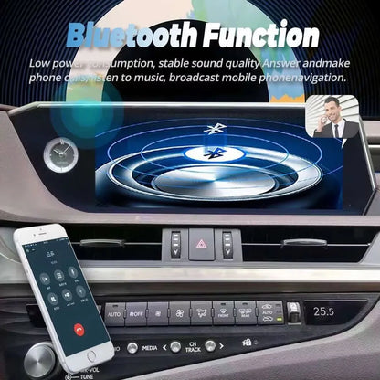 Lexus ES Android stereo displaying Bluetooth function for hands-free calling and wireless audio streaming.