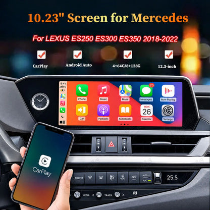 12.3 inch Android screen upgrade for Lexus ES250 ES300 ES350 2018-2022 with Apple CarPlay.