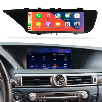 Apple CarPlay display interface on 12.3-inch Android navigation screen for Lexus GS.