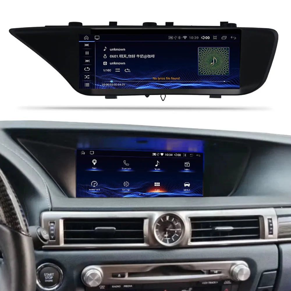 Built-in music player and audio streaming interface on Lexus GS Android head unit.