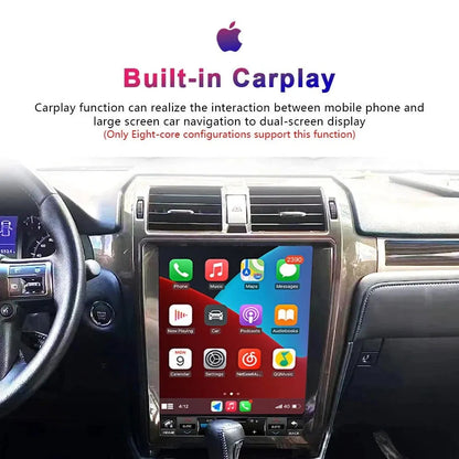 Built-in Apple CarPlay interface displayed on the 15-inch touchscreen car stereo for Lexus GX460.
