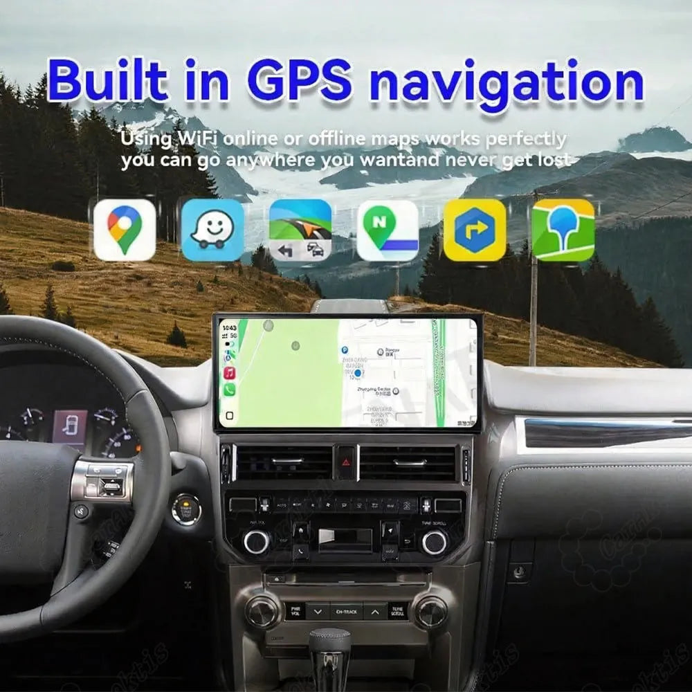Built-in GPS navigation with online and offline maps display on Lexus dashboard.