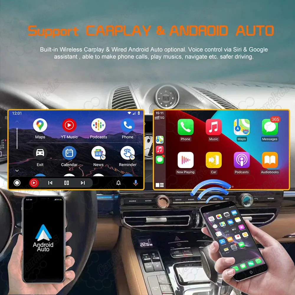 Lexus GX460 Android stereo supporting wireless Apple CarPlay and Android Auto smartphone integration.