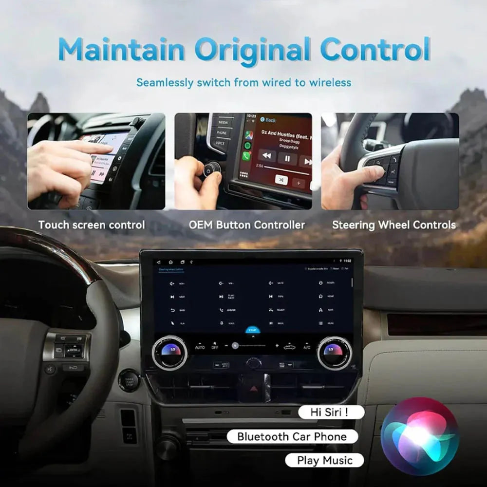 Maintains original steering wheel controls, OEM buttons, and voice assistant Siri integration