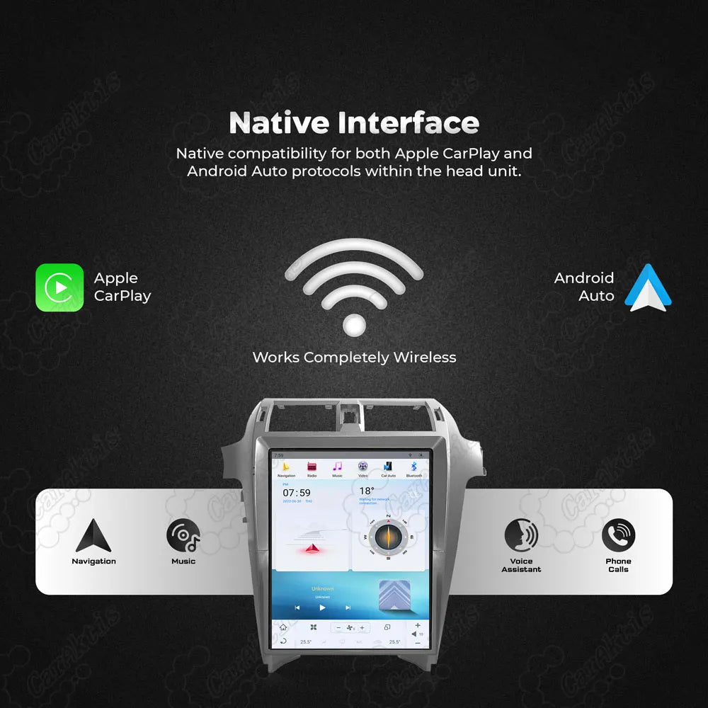 Wireless Apple CarPlay and Android Auto native interface running smoothly on the Lexus GX460 head unit.