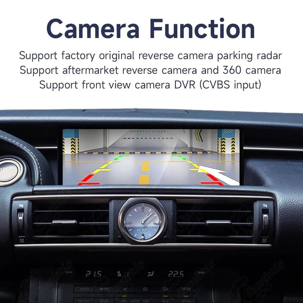 Backup camera and parking radar integration screen display for Lexus IS RC.
