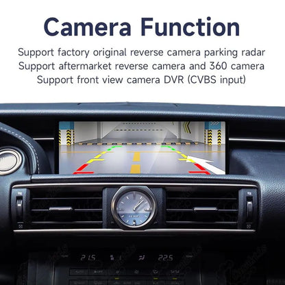 Backup camera and parking radar integration screen display for Lexus IS RC.