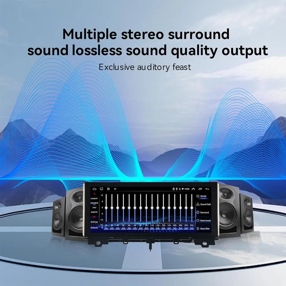 Built-in DSP equalizer and multiple stereo surround sound quality output interface on Lexus LX570 screen.