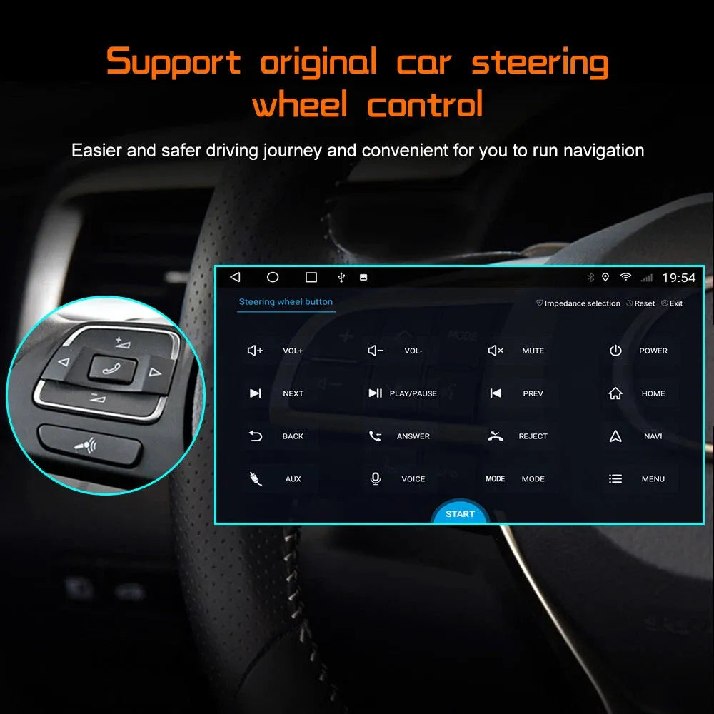 Lexus LX570 Android touchscreen displaying steering wheel button learning and control interface.