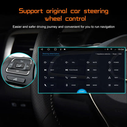 Lexus LX570 Android touchscreen displaying steering wheel button learning and control interface.