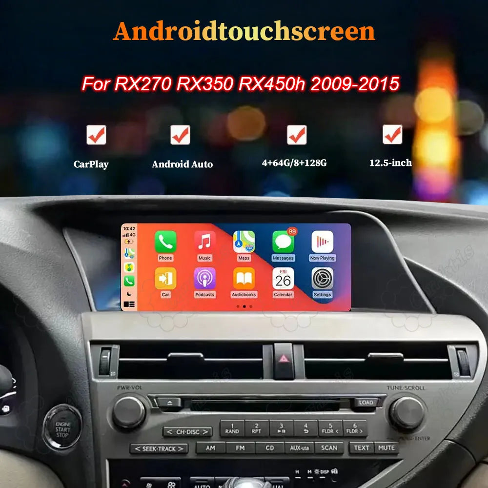 12.5 inch Android touchscreen multimedia stereo for Lexus RX270 RX350 RX450h 2009-2015.