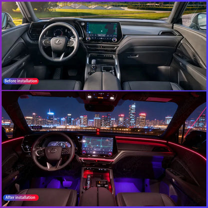 Lexus TX 2024-2026 interior ambient lighting before and after installation