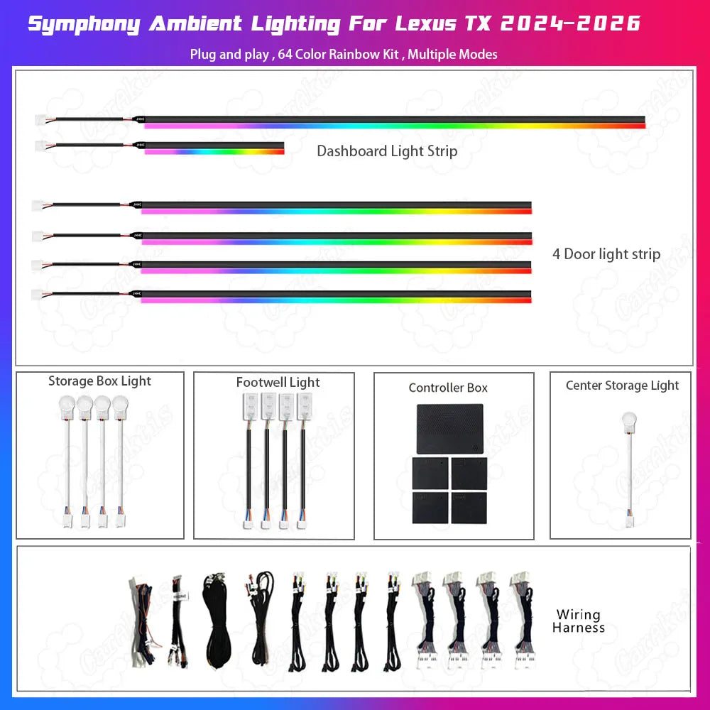 Lexus TX 2024-2026 ambient lighting kit components and accessories