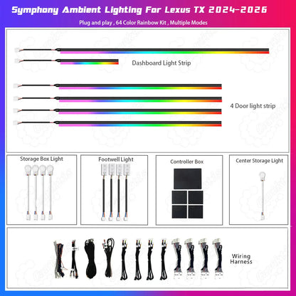 Lexus TX 2024-2026 ambient lighting kit components and accessories