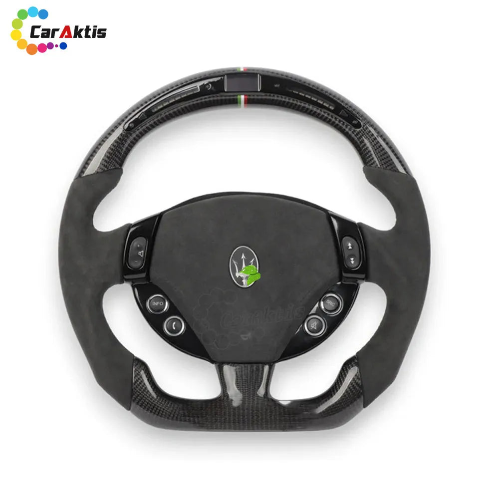 Custom Maserati GranTurismo steering wheel featuring an integrated LED shift light display and Alcantara grips.