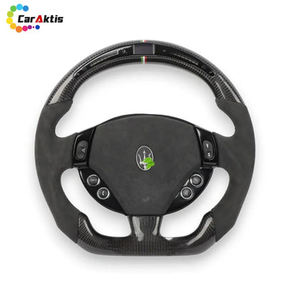 Custom Maserati GranTurismo steering wheel featuring an integrated LED shift light display and Alcantara grips.